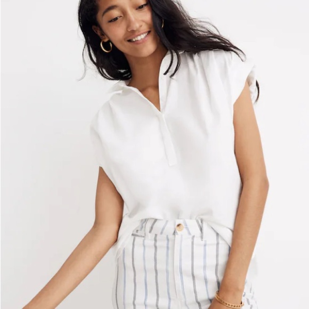Madewell Popover Shirt in Eyelet White
